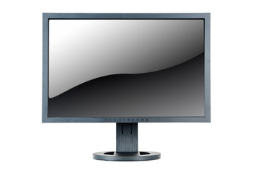 lcd computer monitor with glossy screen, isolated on white