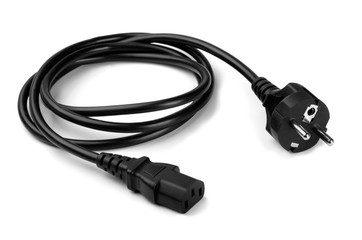 Black power cable with plug and socket