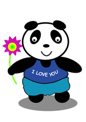 Male Panda with Flower