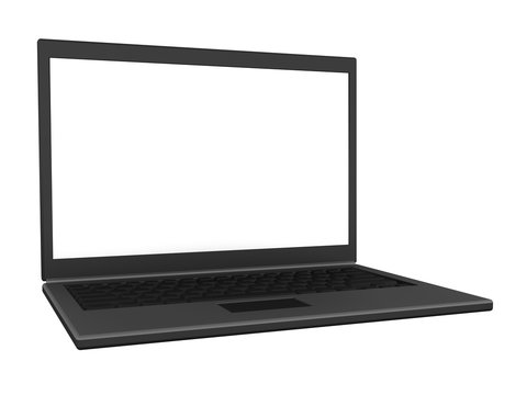 recommend clip art: Left view of an isolated laptop with a blank screen. 3D render.