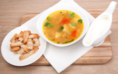 Peas soup with crouton