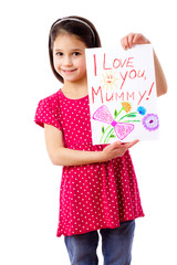 Little girl with drawing for mum