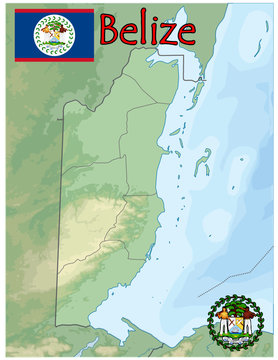 belize central america map flag emblem