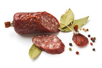 Sliced ​​sausage with spices