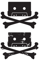 Cassette tape skull and crossbones icon