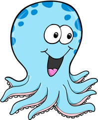 Happy Silly Octopus Ocean Vector Illustration