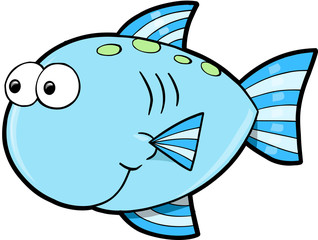 Silly Cute Fish Ocean Vector Illustration