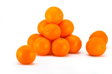 Oranges on a white background