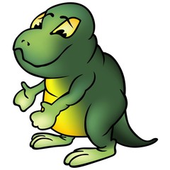Green Brontosaur - Colored Cartoon Illustration