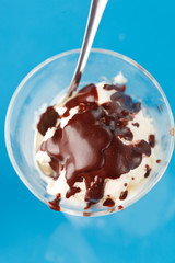 vanilla ice cream with chocolate