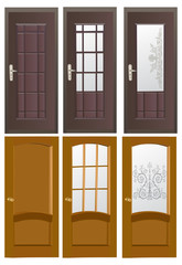 light and darck brown doors on white