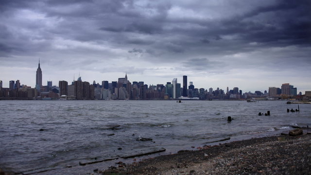 Manhattan Skyline Time Lapse from Beach