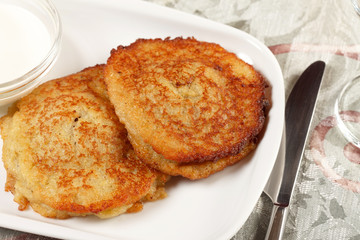 potato pancakes with the sour cream