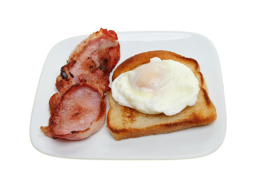 Poached egg and bacon