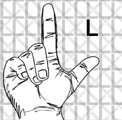 Sketch of Sign Language Hand Gestures, Letter L. - 38778538
