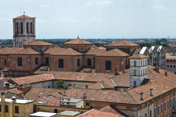 Panoramic view of Ferrara. Emilia-Romagna. Italy.