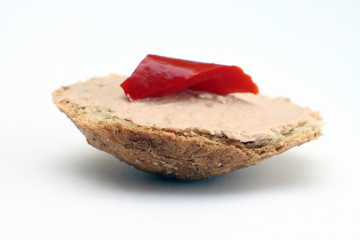 Slice of toasted bread and liver pate