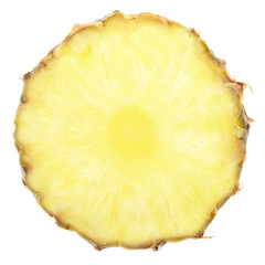 Pineapple slice on white, clipping path included