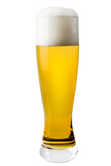 Glass of beer isolated on white with clipping path