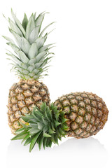 Pineapple fruits on white, clipping path included