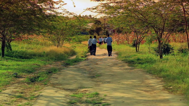 School boys walking home from school in Kenya.