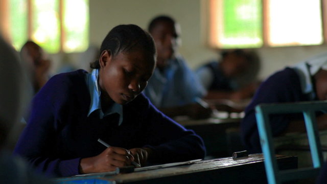African school classrom with student studyin, dolly reveal, Africa education.