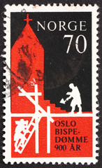 Postage stamp Norway 1971 Building of First Church