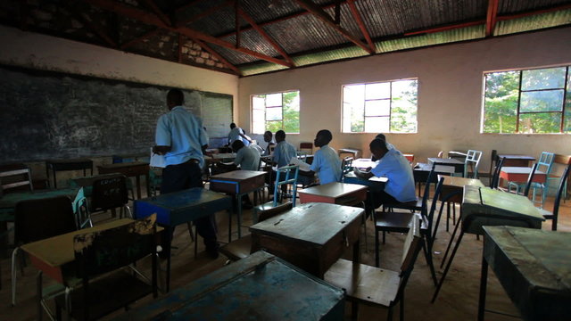 African Students testing in a class in Kenya.