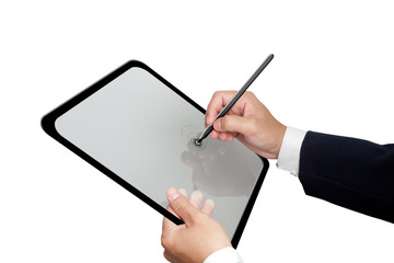 Business Hands creating on Tablet