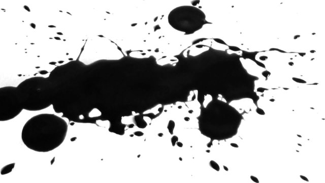 Black Ink Paint Splatter on White
