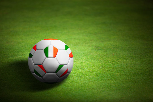 Flag of Republic of Ireland with soccer ball