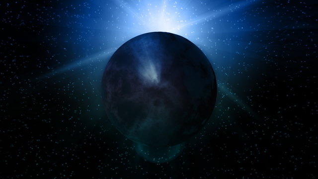 Blue Alien Planet in Outer Space