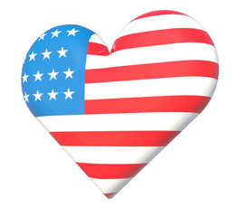 US flag in heart shape