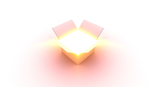 Box Opening and Fly Into Glowing Light