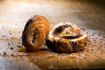 Tasty rolls with a poppy watered with honey
