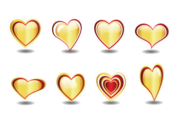 Beautiful golden heart element set vector