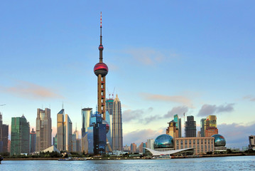 Naklejka premium China Shanghai Pudong skyline.