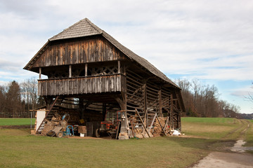 Kozolec the wooden traditional slovenian structure