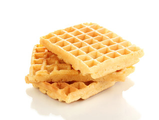 Sweet waffles isolated on white