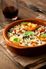 Rice with Potatoes and Mussels, a Traditional Italian Dish
