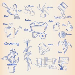 Hand Drawn Gardening Icon Set