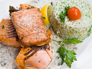 grilled salmon and rice