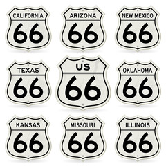 Complete Route 66 Signs Collection - obrazy, fototapety, plakaty