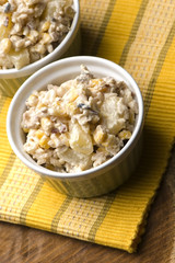 Salad with corn, ananas, nuts and rice