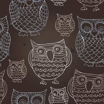 svector seamless pattern with owles