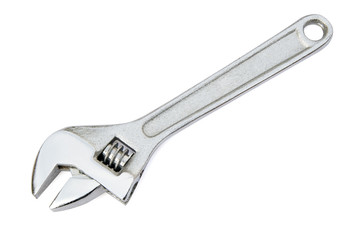 steel wrench on white background