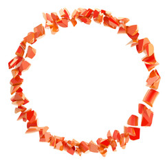 Abstract glossy round frame made of debris