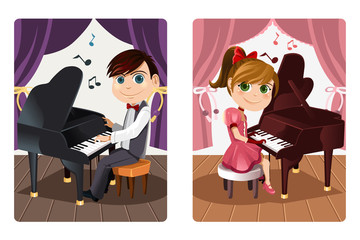 Kids playing piano © artisticco