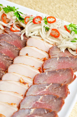 Cutting sausage and meat