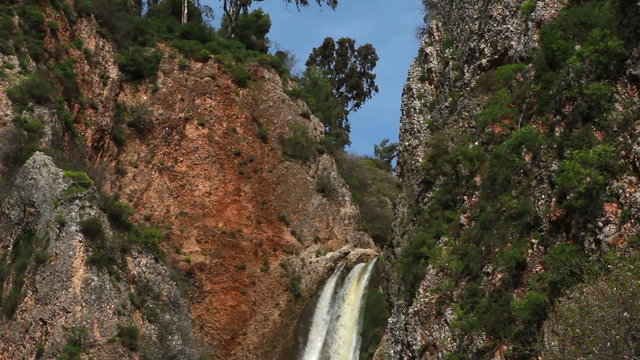 Stock Video Footage of the Iyon Tanur waterfall and gorge in Israel.